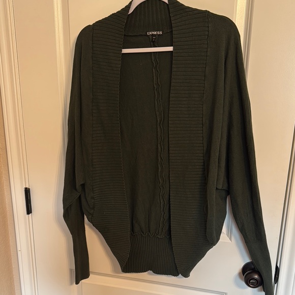 Express Green Cardigan Sweater with Open Front Design - Picture 1 of 7